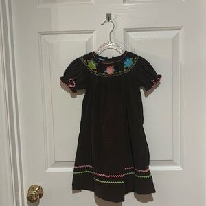 Anavini Smocking Owl Design Corduroy Dress 2 Girls
